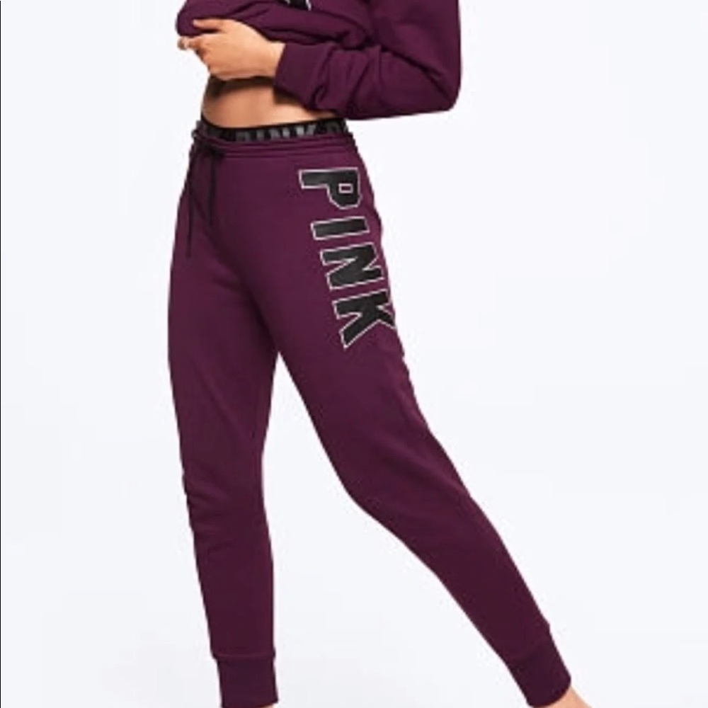 VS PINK HIGH WAIST SKINNY JOGGERS LOGO WAISTBAND SZ M